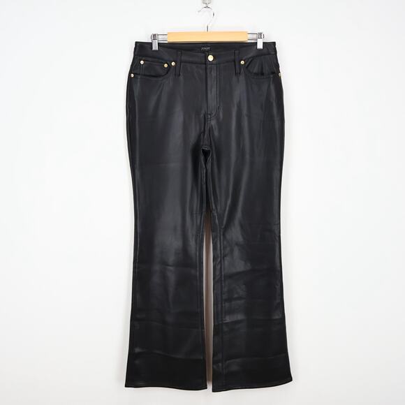 J.Crew Women's High Rise Bootcut Faux Leather Black Pant Size 31 NWT - Picture 2 of 8